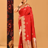 Red Deer Butti Banasari Silk Saree