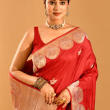 Red Deer Butti Banasari Silk Saree