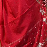 Rich Pink Embroidered Tussar Silk Saree