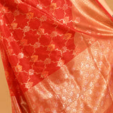 Deep Red With White Motif & Gold Zari Border And Pallu Banarasi Silk Saree