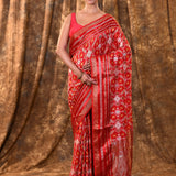 Crimson Red Banarasi Patola Silk Saree