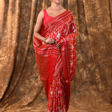 Crimson Red Banarasi Patola Silk Saree