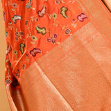 Rust Orange Floral Meenakari Jaal Banarasi Silk Saree