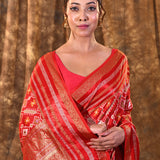 Crimson Red Banarasi Patola Silk Saree