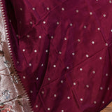 Dark Purple Butti Embroidered Silk Saree