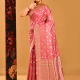 Blush Pink With Glod Zari Floral Butti In Banarasi Silk Saree