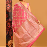 Blush Pink With Glod Zari Floral Butti In Banarasi Silk Saree