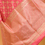 Blush Pink With Glod Zari Floral Butti In Banarasi Silk Saree