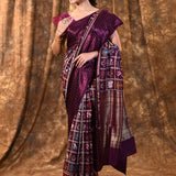 Plum Purple Woven Patola Silk Saree