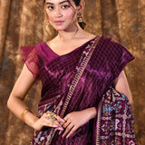 Plum Purple Woven Patola Silk Saree