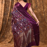 Plum Purple Woven Patola Silk Saree