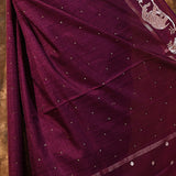 Classic Purple Embroidered Tussar Silk Saree