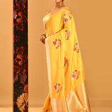 Sunshine Yellow Meenakari Butti Zari Banarasi Silk Saree