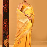 Sunshine Yellow Meenakari Butti Zari Banarasi Silk Saree