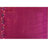 Dark Magenta Purple Embroidered Tussar Silk Saree