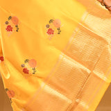 Sunshine Yellow Meenakari Butti Zari Banarasi Silk Saree
