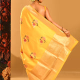 Sunshine Yellow Meenakari Butti Zari Banarasi Silk Saree