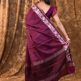 Classic Purple Embroidered Silk Blend Saree