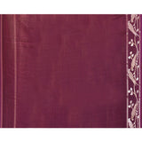 Dark Purple Embroidered Tussar Silk Saree