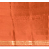 Brown Tissue Banarasi With Red Floral Butti & Gold Zari Border And Pallu