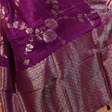 Purple Floral Banarasi Silk Saree