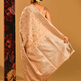 Golden Beige With Floral Zari Meenakari In Banarasi Tissue Saree
