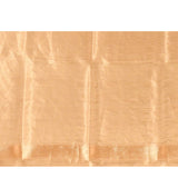 Cream With Circular Gold Butti And Striped Gold Zari Banarasi Silk Saree