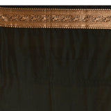 Black Floral Meenakari Jaal And Gold Zari Border In Banarasi Silk Saree