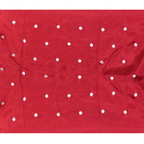 Dark Red Butti Embroidered Silk Saree