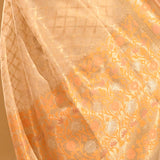 Cream With Pastel Meenakari & Gold Zari Border And Pallu Banarasi Silk Saree