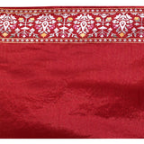 Dark Red Floral Embroidered Silk Blend Saree