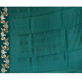 Bottle Green With Gold And Silver Zari Floral Border In Banarasi Silk Saree