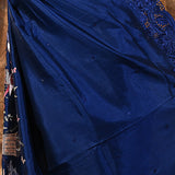 Admiral Blue Embroidered Satin Silk Saree
