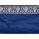 Dark Blue Floral Embroidered Silk Blend Saree