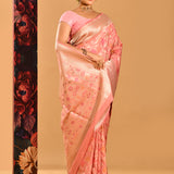 Powder Pink All Over Floral Meenakari Banarasi Silk Saree