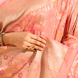 Powder Pink All Over Floral Meenakari Banarasi Silk Saree