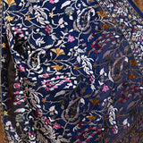 Dark Blue Floral Embroidered Silk Blend Saree