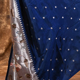 Royal Blue Butti Embroidered Silk Saree