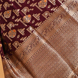 Burgundy Floral Kalga Bel Banarasi Silk Saree