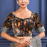 Silver Blue Tissue Saree With Embroidered Border