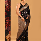 Black Floral Butti Banarasi Silk Saree