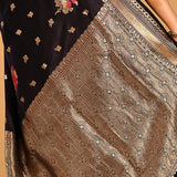 Black Floral Butti Banarasi Silk Saree