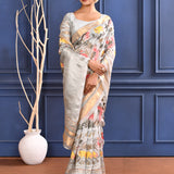 Silver Embroidered Silk Saree