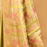 Sage Green With Gold And Copper Zari Border In Banarasi Silk Saree