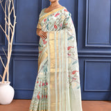 Pastel Blue Embroidered Silk Saree