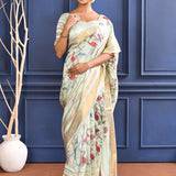 Pastel Blue Embroidered Silk Saree