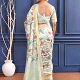 Pastel Blue Embroidered Silk Saree