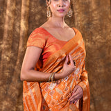 Bright Orange Banarasi Patola Silk Saree
