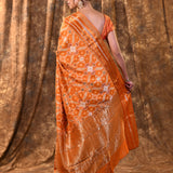 Bright Orange Banarasi Patola Silk Saree