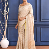 Pastel Golden Embroidered Tissue Saree